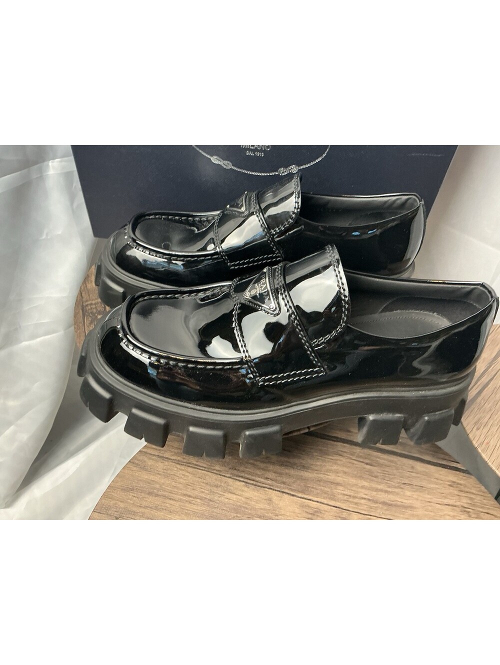 Mens Prada  Chunky Sole Penny Loafers Size 9 Euro 10 Us - Picture 7 of 13